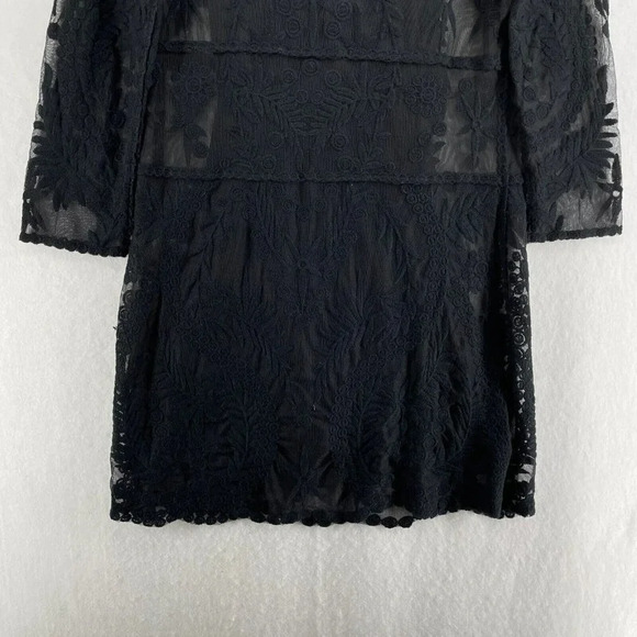Express Dress Women's Sz Small Solid Black Lace Lined Scoop Neckline Embroidered - Picture 7 of 13